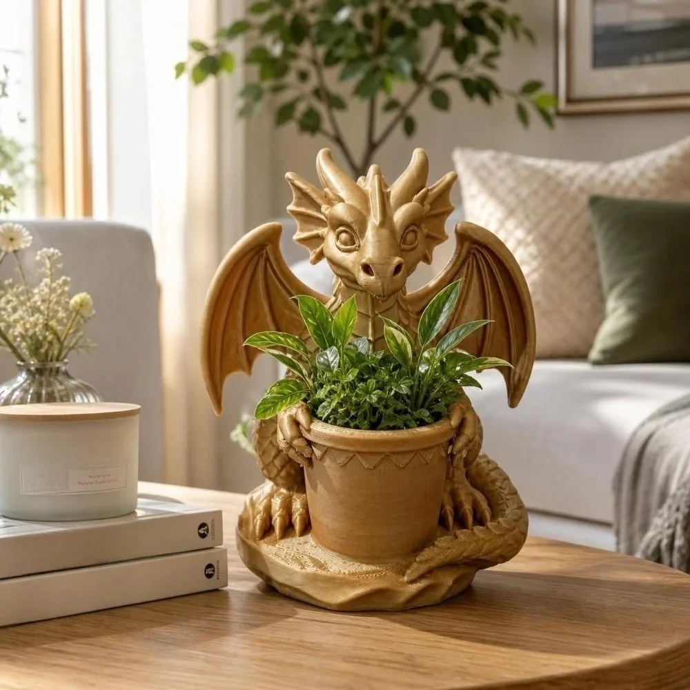 Gothic Style Dragon Planter Pot 3D Printed Mini Storage Box Succulent Plant Flowerpot Home Decoration Desktop Ornaments Home