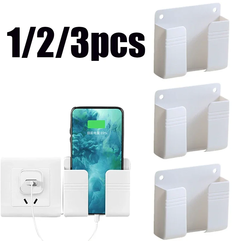 

1/2/3Pcs Multifunction Punch Free Wall Mounted Storage Box Organizer TV Remote Control Mounted Mobile Phone Plug Charging Holder