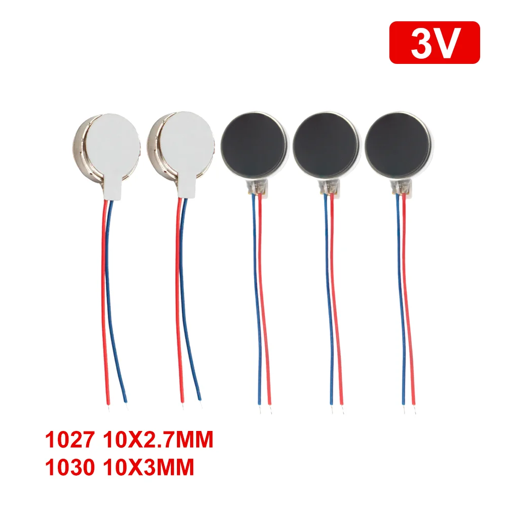 5 pces mini motor de vibração dc 3v 12000rpm 1027 1030 botão de moeda plana-tipo micro dc motor vibratório para massageador de telefone celular móvel