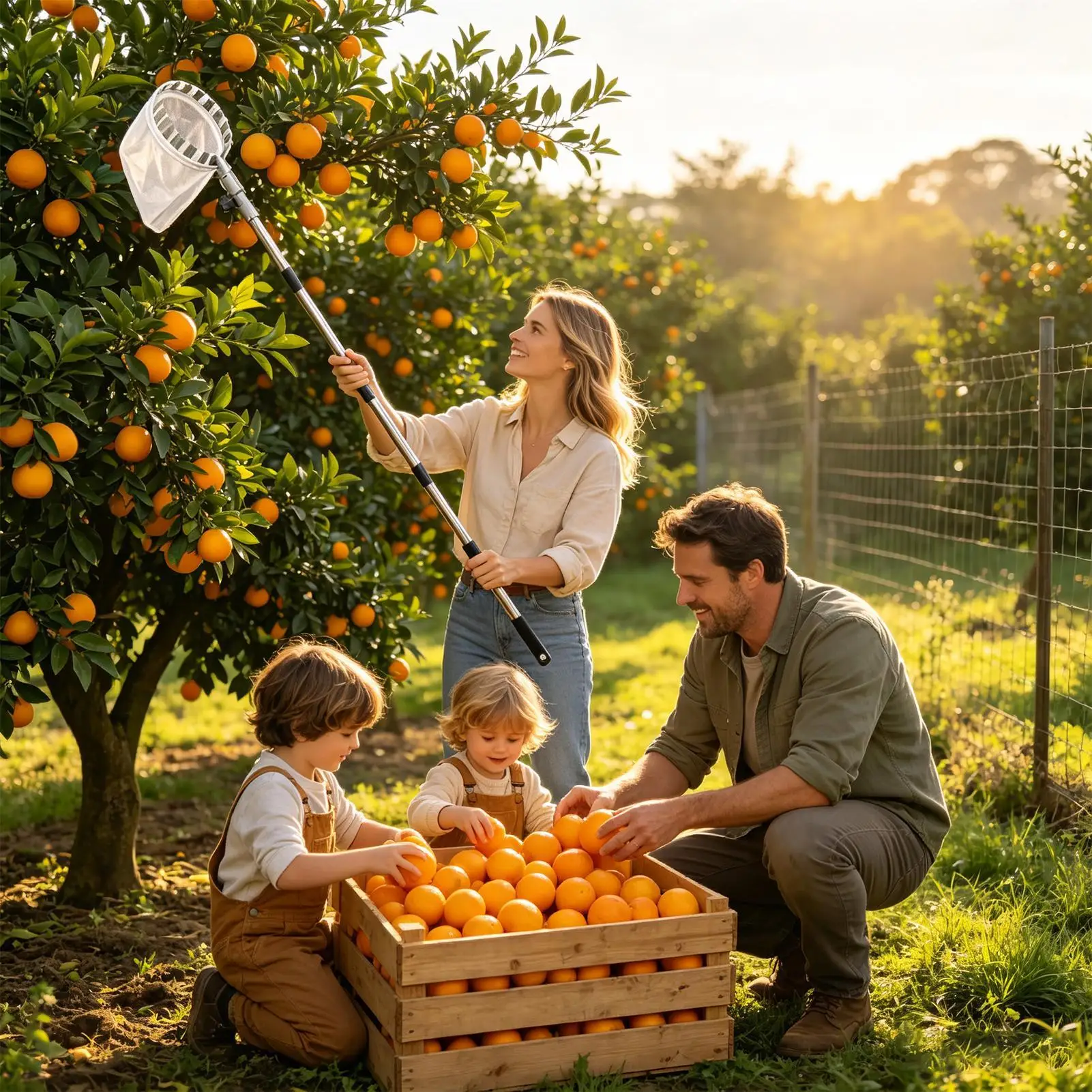 Fruit Picker Basket Rustproof Adjustable 10-Section Extendable Catcher Orange Picker Pole Tool For Berry Blueberry Cherry Lemon