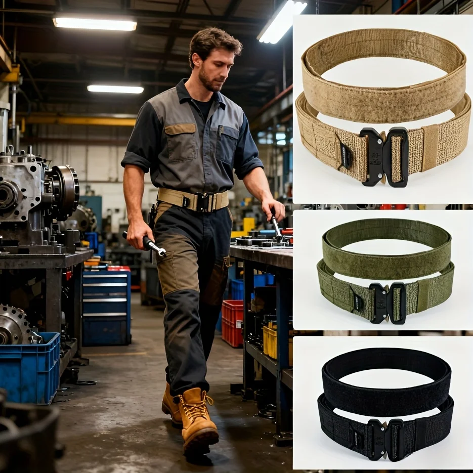 

Набор тактических ремней из 1 частей (внешний ремень + внутренний ремень на липучке). Мужской нейлоновый уличный многофункциональный регулируемый тканый тактический ремень.