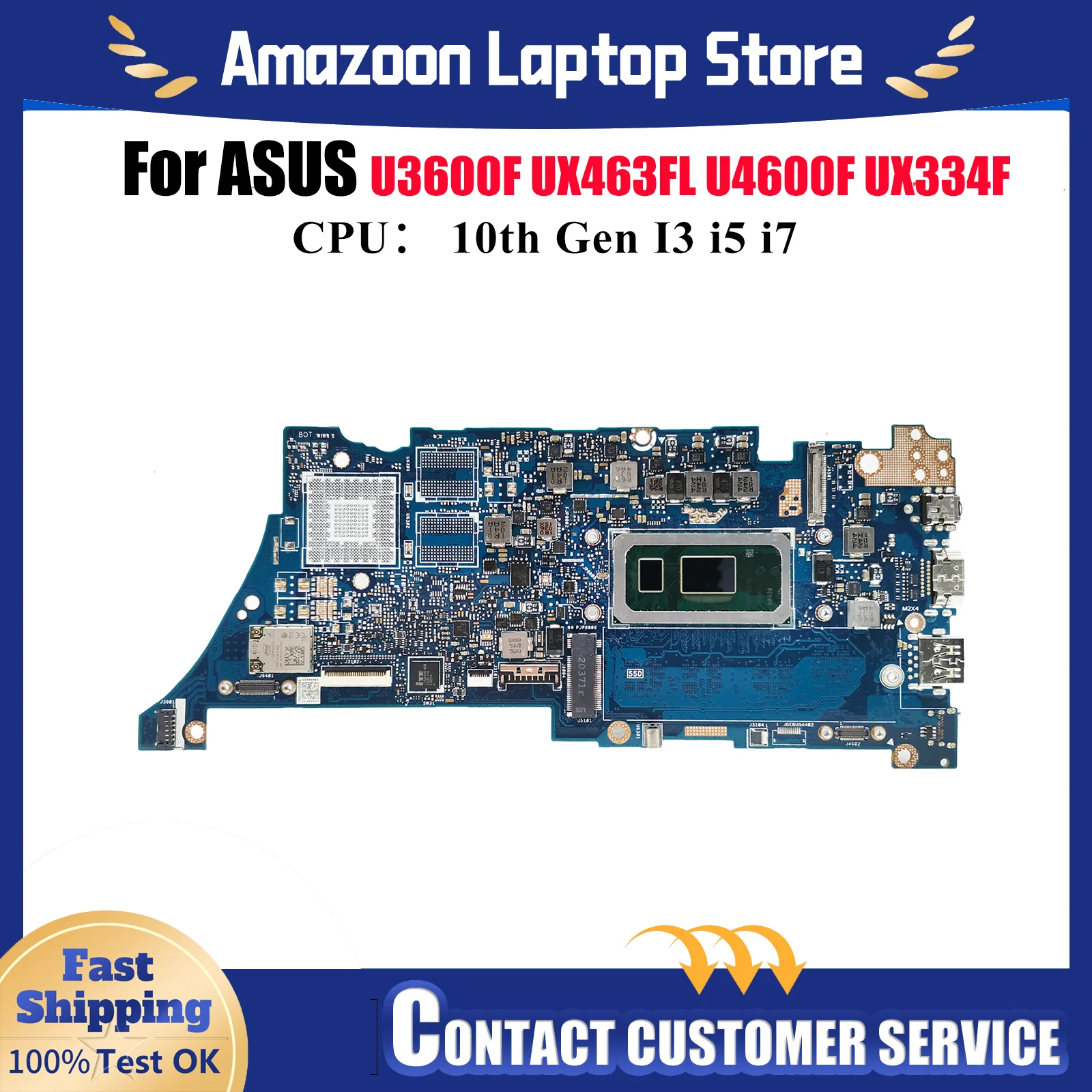 

UX334FA Laptop Motherboard For ASUS ZenBook UX334FL U3600F UX334FA UX463FL U4600F UX334F Mainboard With 10th Gen I3 i5 i7 fast