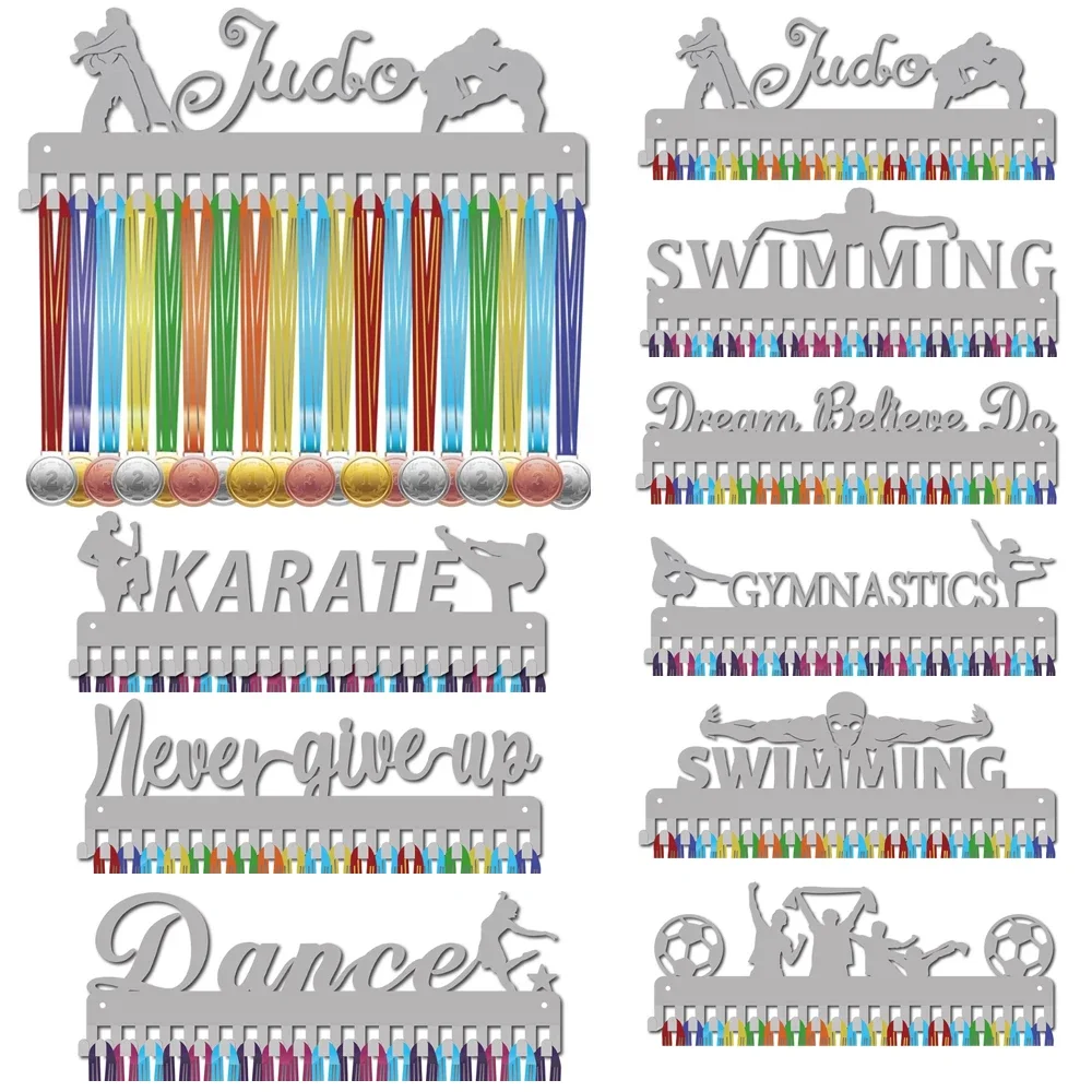 

Judo Medal Holder Medal Hanger Sport Display Hanger Rack Awards Metal Wall Mounted Stainless Steel Metal Hanging for Swimmer Run