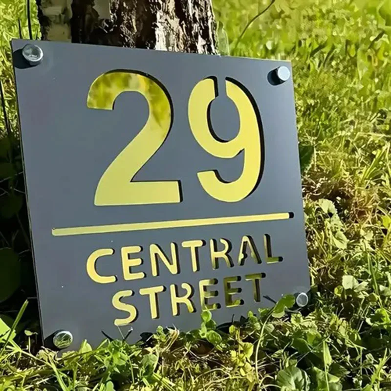 علامة منزل شخصية مع الأظافر رقم المنزل المخصص في الهواء الطلق ثلاثية الأبعاد علامة أكريليك عنوان اللوحة أرقام المنزل الخارجي علامة الباب لوحه لرقم البيت #3