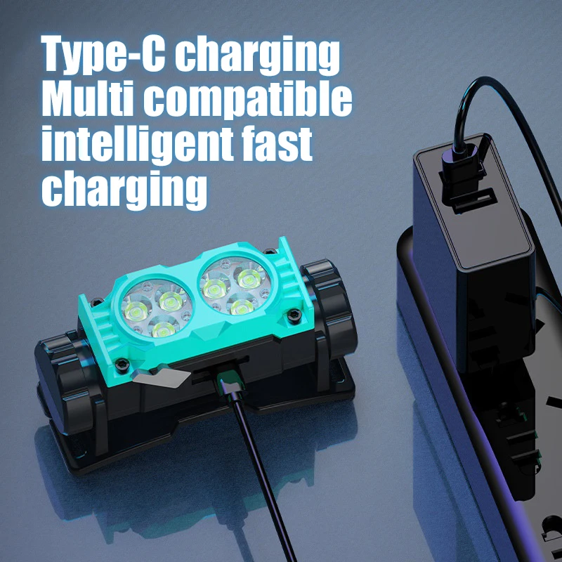 

Светодиодный перезаряжаемый налобный фонарь, регулируемая повязка на голову, рабочие фары USB