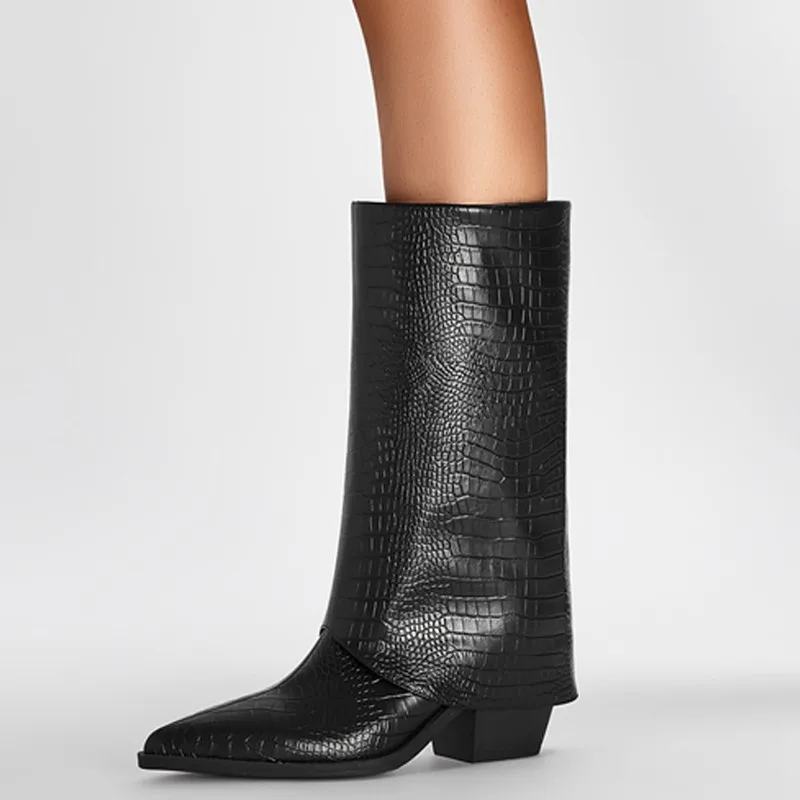 

Европейские и американские туфли на высоком каблуке со змеиным узором, большие короткие сапоги в стиле вестерн.