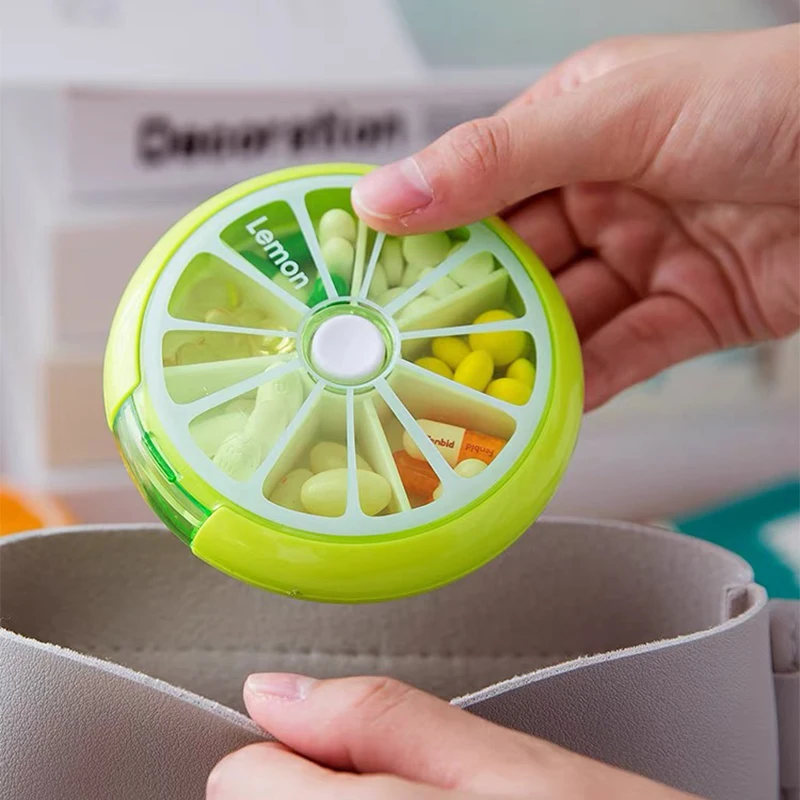 1pc Seven Grid Round Box Sealed Medicine Packaging Box, One Week Medicine Storage Box, Carry Small Medicine Box with You