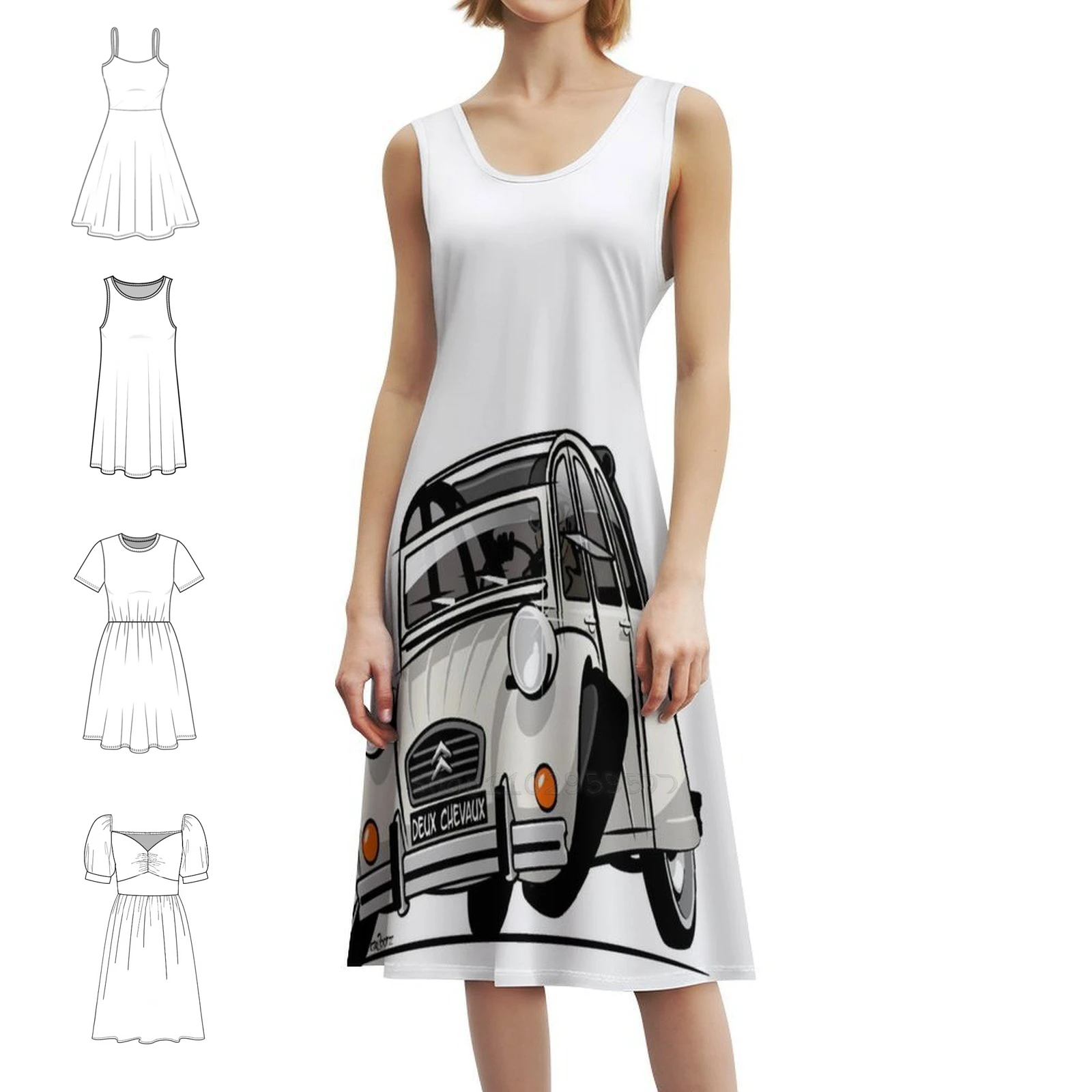 

2Cv карикатурное белое шикарное платье в стиле бохо, элегантное модное пляжное свадебное платье 2Cv 2 Cv Deux Chevaux Type Azka Azkb для женщин