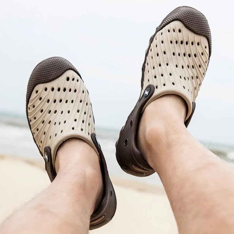 

Оригинальные дышащие мужские туфли с закрытым носком и платформой, японский стиль 2025 года, трендовые мужские сандалии большого размера в добродении