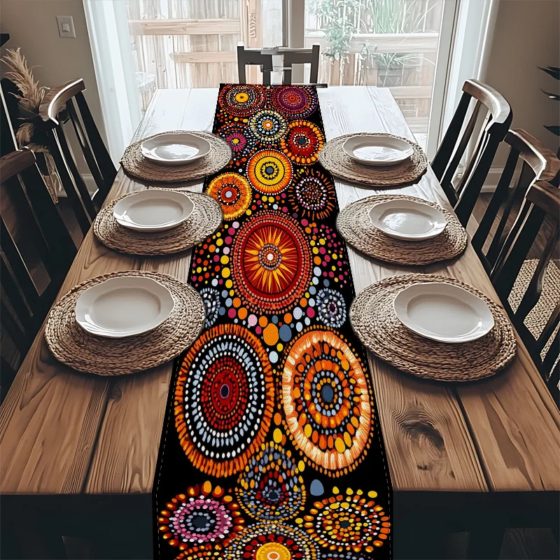 Mandala Dot Art Table Runner Single Print Vibrant Durable Decorative Table Runner Home Dining Room Kitchen Party Boho Vibe Decor