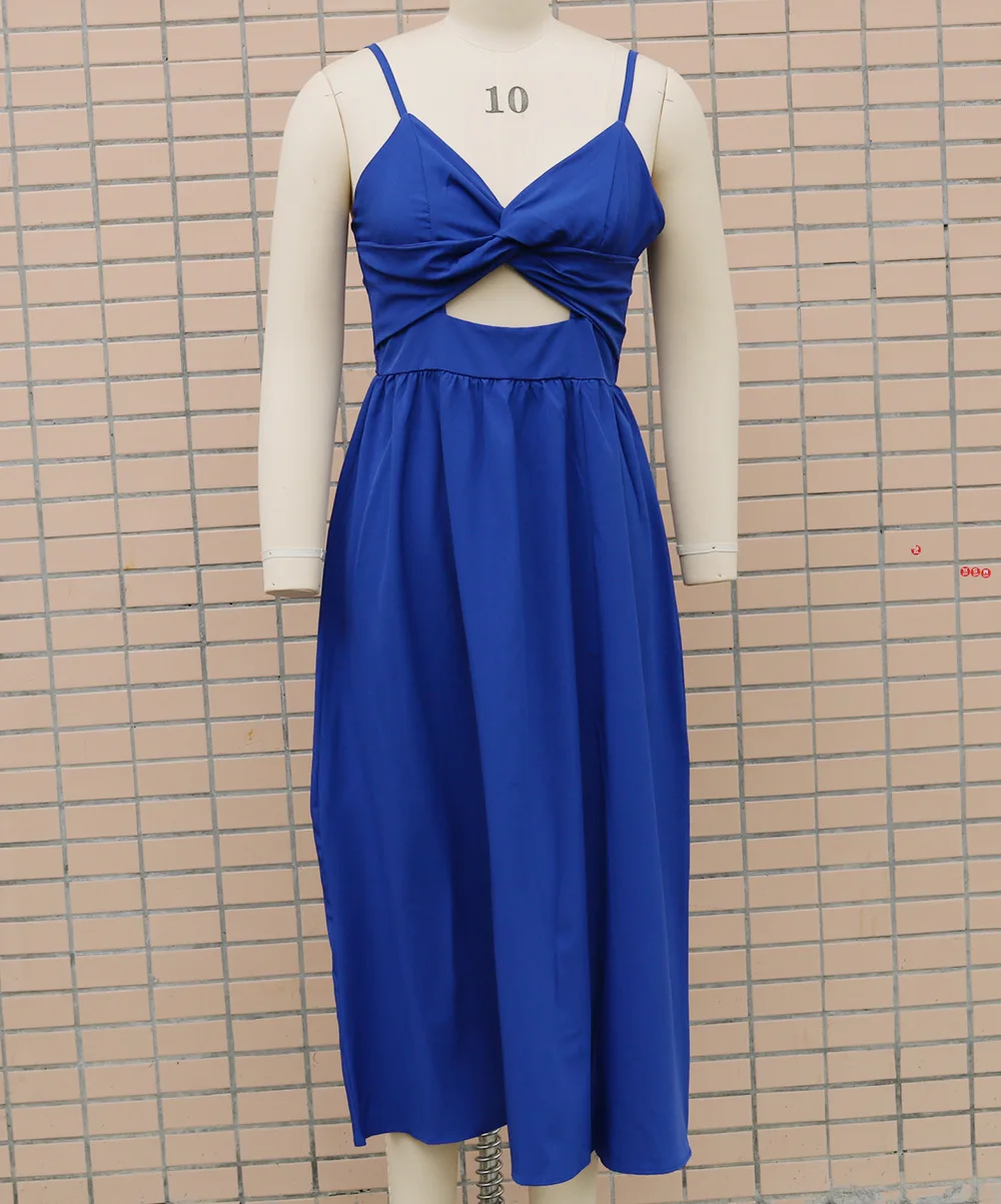 Vestido de longitud media con espalda descubierta, vestido camisola sin mangas de verano para mujer, vestido Maix ajustado con péndulo y cuello en V