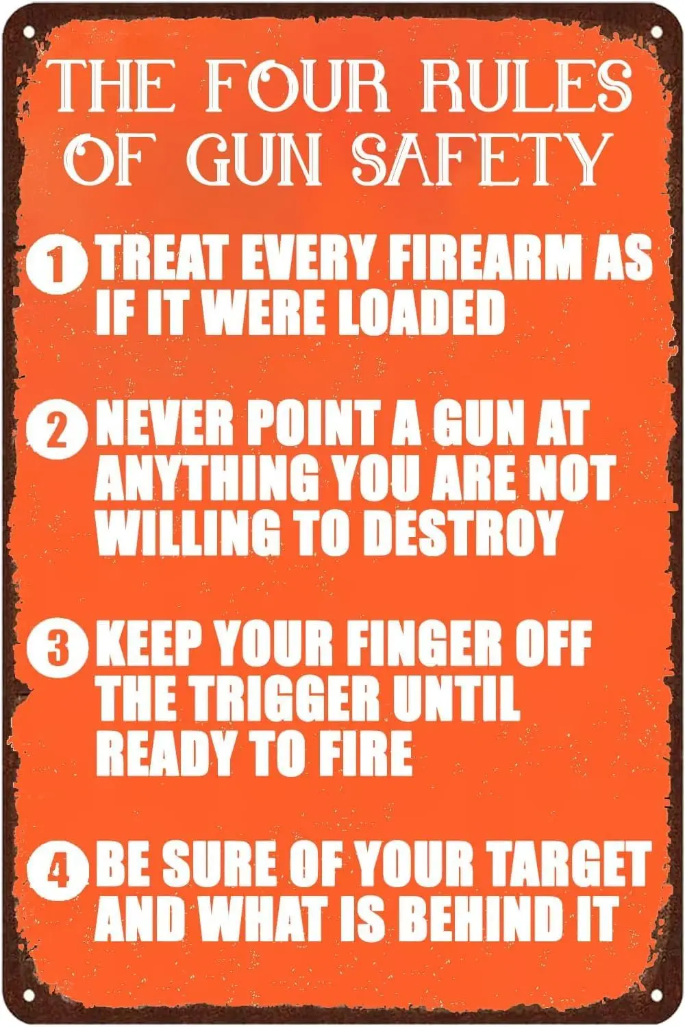 The Four Rules Of Gun Safety Warning Metal Signs Vintage Tin Sign, Rule Tin Poster Wall Art Home Kitchen Garage Bar Pub Wall Dec