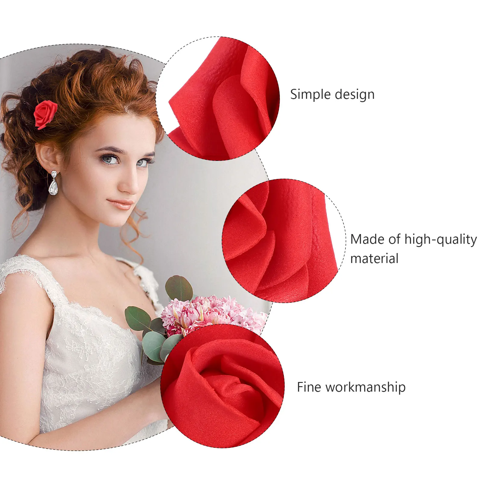 

Artificial Silk Roses Realistic DIY Flowers Beautiful Fake Bouquet Decor Photo Props Wedding Flower Arrangement SuppliesFlowers