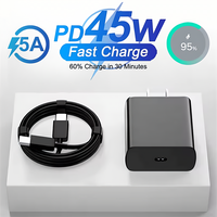 US PD 45W 5A Super Fast USB-C Charger For Samsung S22 S23 Plus S24 S25 Ultra A15 A35 A36 A53 A54 A55 A73 Type C Charging Cable