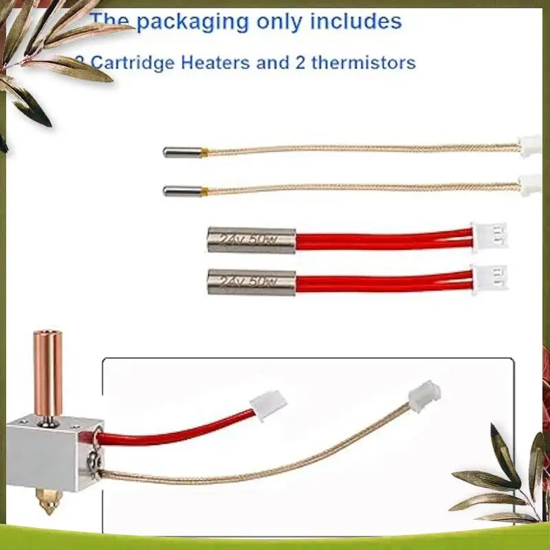 

New-4 Piece Heater Cartridge High Temperature Sensor Heating Tube 24V 50W Thermistor As Shown For Neptune 4 Pro/Plus/Max 3D Prin