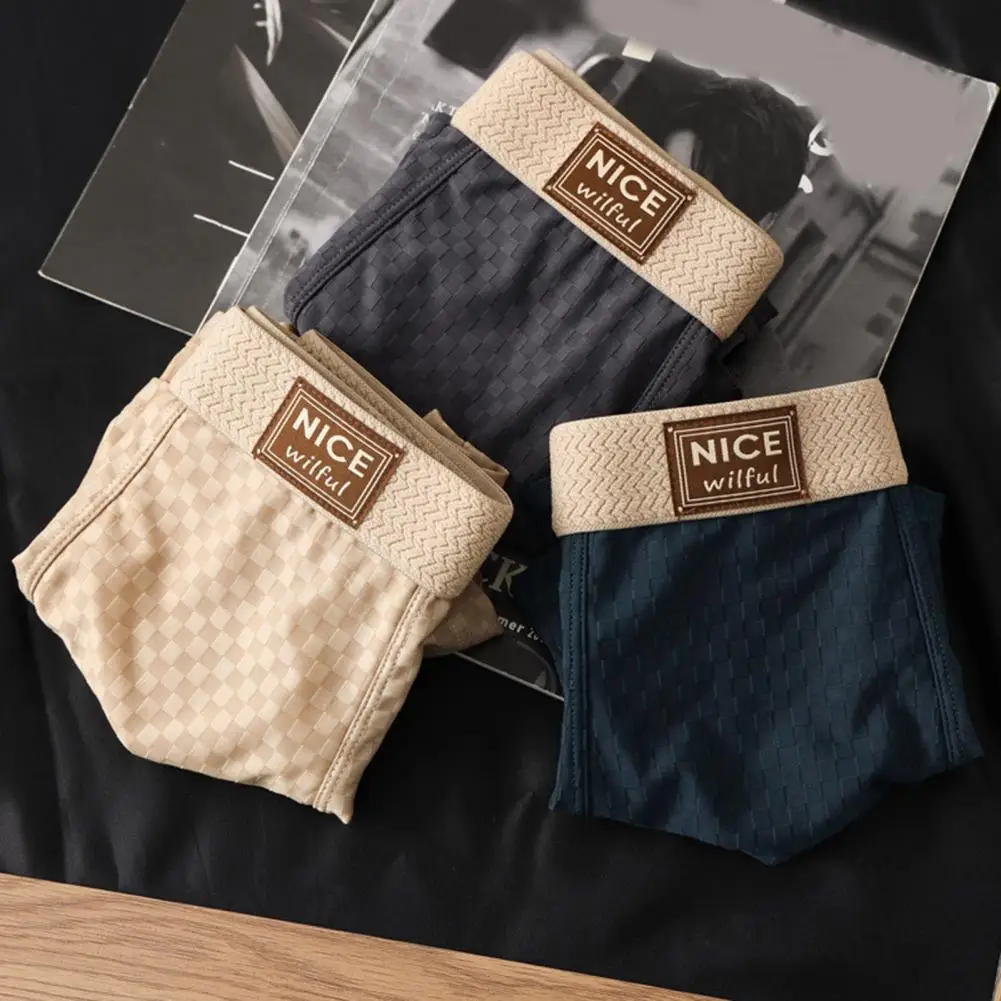 Delicate Wiring Boxers Men's Breathable Elastic Mid-waist Boxer Briefs with Letter Print Design U-convex Support for Men