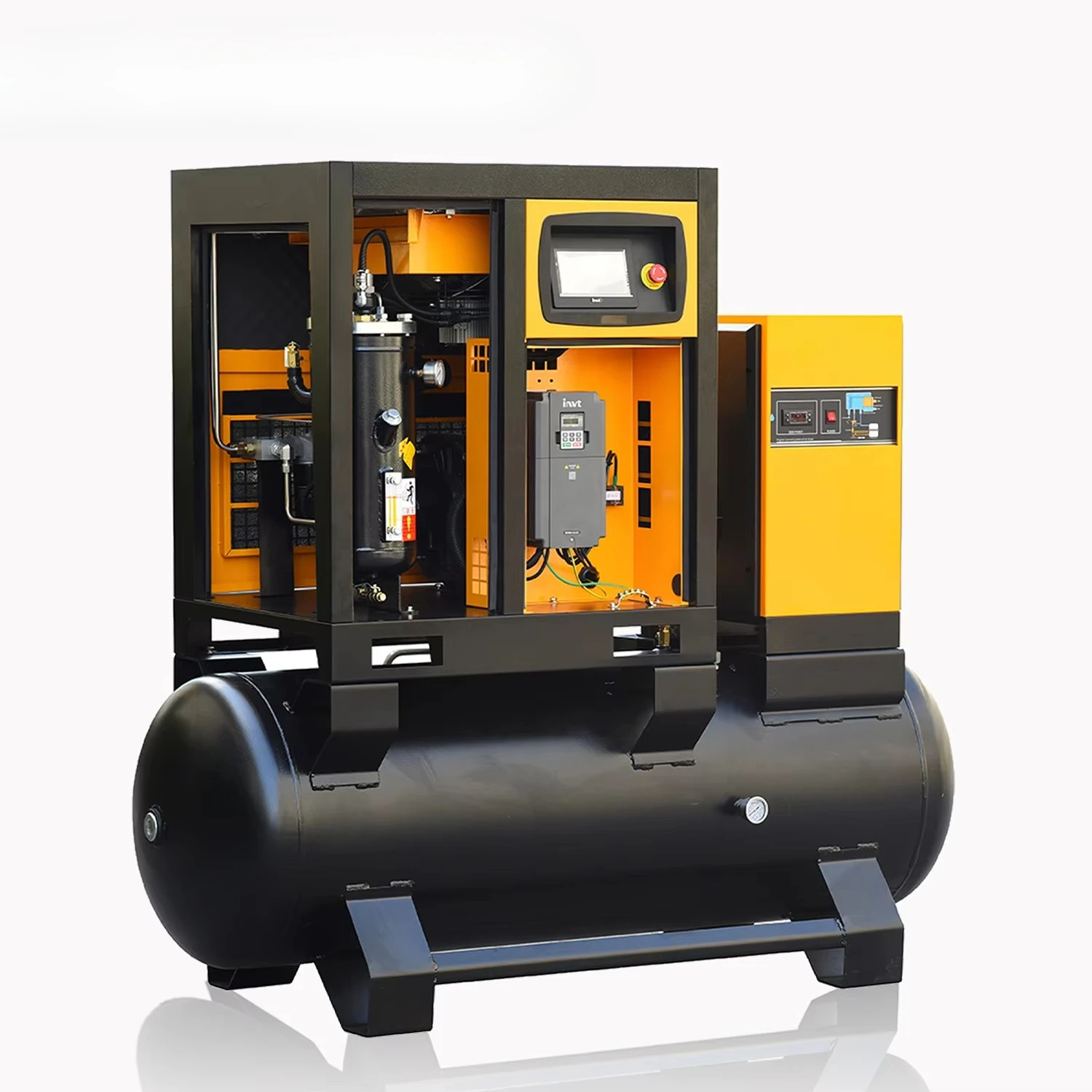 Custom 300L 500L Silent Rotary Screw Air Compressor Industrial 10HP 20HP 30HP 8 10 16 Bar with Dryer Tank Portable Lubricated
