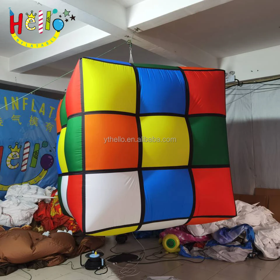 Inflatable PVC Rubik Cube Model Customized LED Inflatable Magic Cube Balloon For Sales