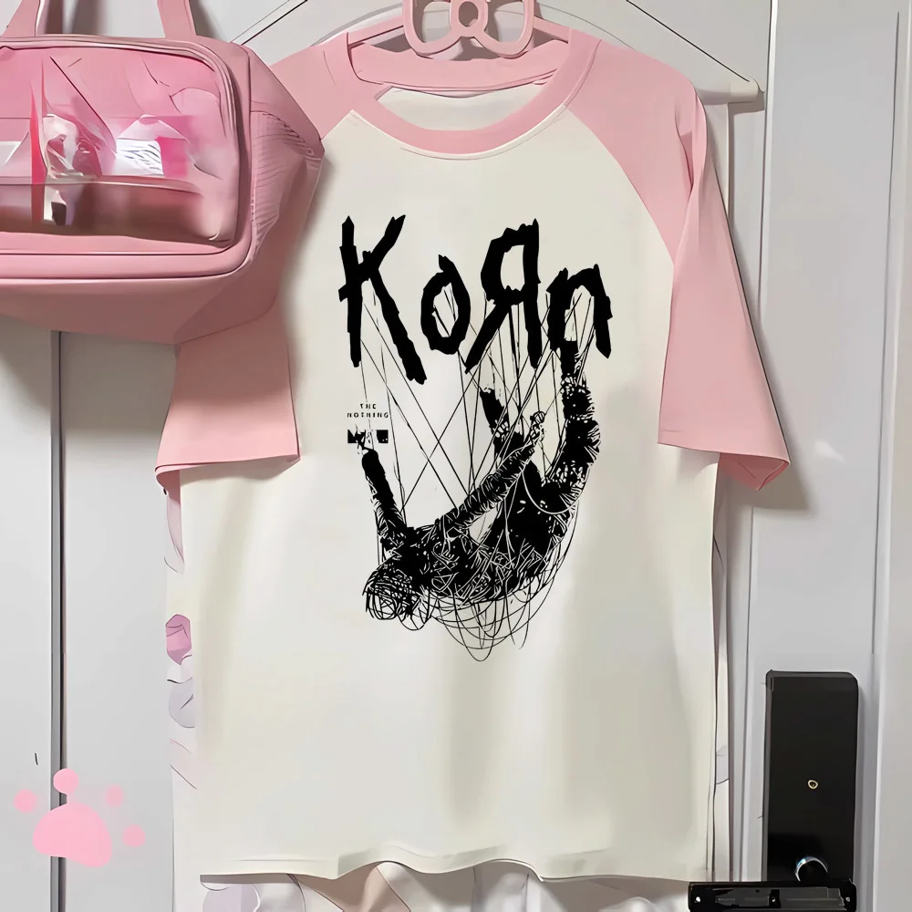 Korn t shirt shoujo alternative  anime graphic emo tshirt clearance sales cheap scene  grunge summer