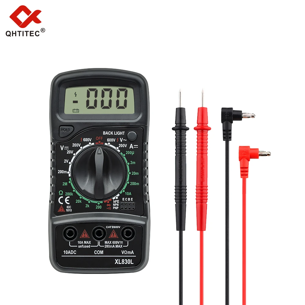 QHTITEC XL830L Digital Multimeter AC/DC  Ammeter Voltmeter Ohm Voltage Tester 1999 Counting Multifunctional Portable Multimeter