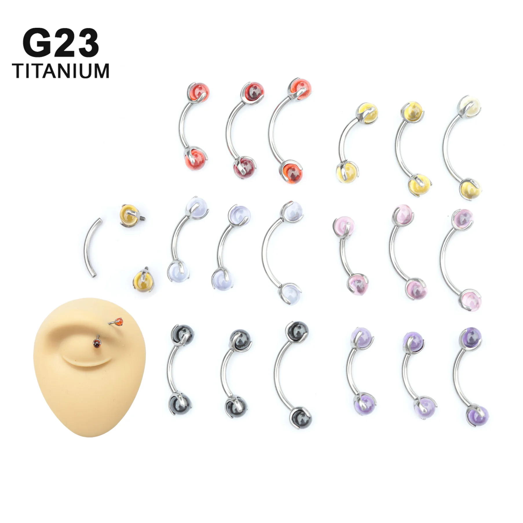 14G 16G Implant Grade Titanium ASTM F136 Internal Thread Screw Clear Crystal Barbell Eyebrow Nipple Piercing Body Jewelry