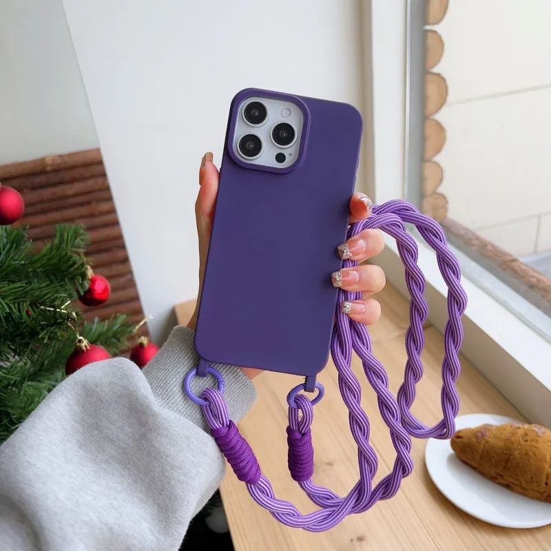 Stoßfeste Candy Lanyard Hülle für iPhone 17 16 Pro Max 14 12 11 13 15 Plus Air X XS mit Umhängekordel und weicher TPU-Abdeckung – Detail 4