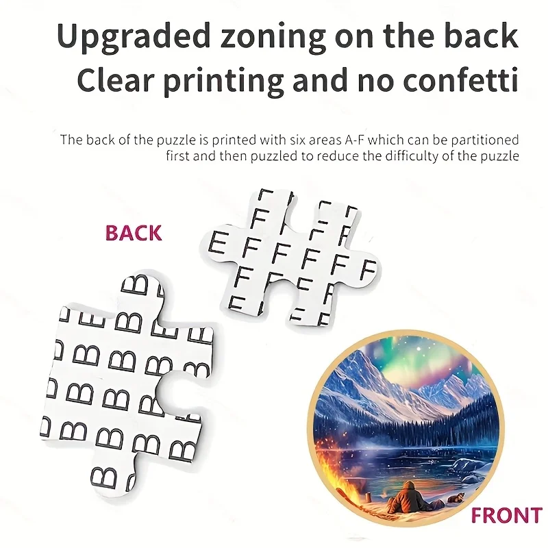 Aurora Borealis Winter Campfire Scene Puzzle für Erwachsene, Natur-Thema, geistiges Spiel, Heim- und Freizeit, dekoratives Puzzle-Spielzeug