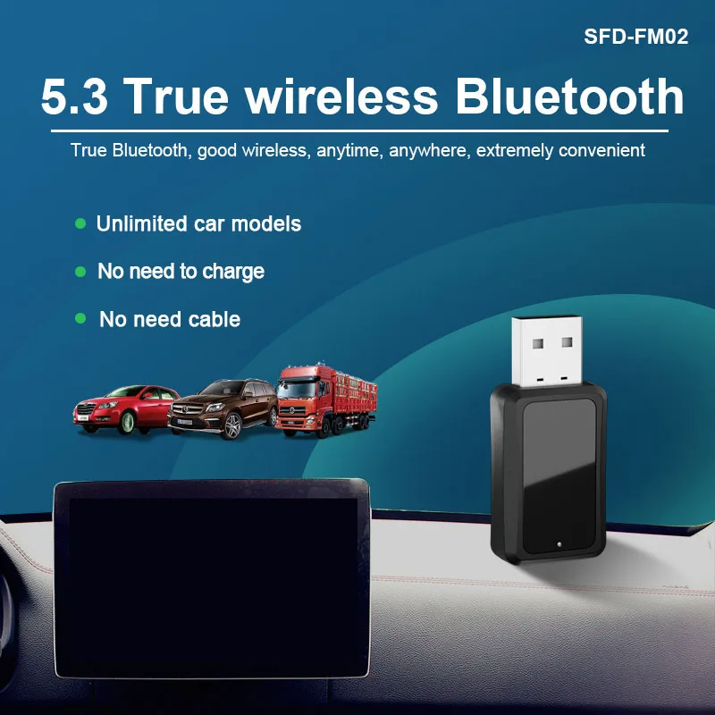 Car Bluetooth Mp3 Receiver Hands-Free Calling Audio Adapter Car Fm Transmitter USB Flash Drive Type