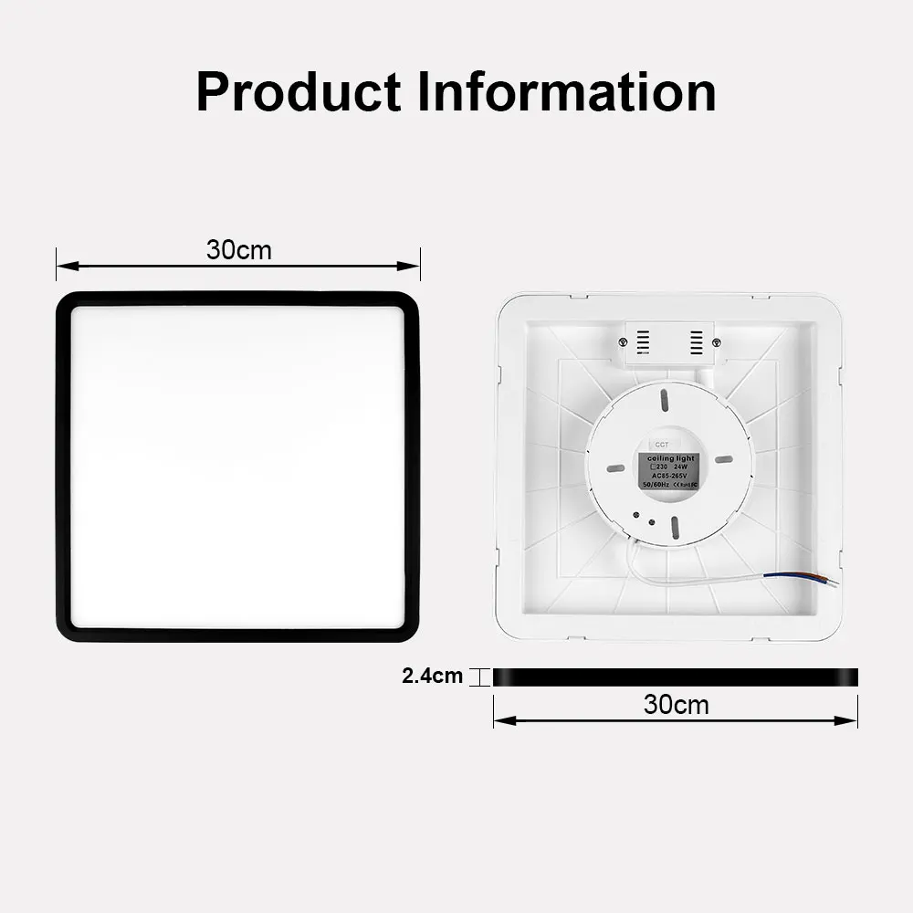 Imagem -03 - Luz de Teto Quadrada Led para Sala de Estar Grandes Luzes de Teto Controle por Voz Tuya Smart Aplicativo Remoto Alexa Google 0.9 36w 24w