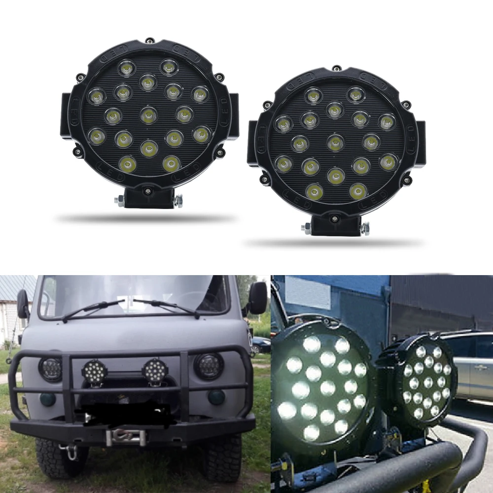 Pop 6.3 Inch 51W Car Round LED Work Light 12V High Power Spot Light For 4x4 Offroad Truck Tractor ATV SUV Driving LED Lamp