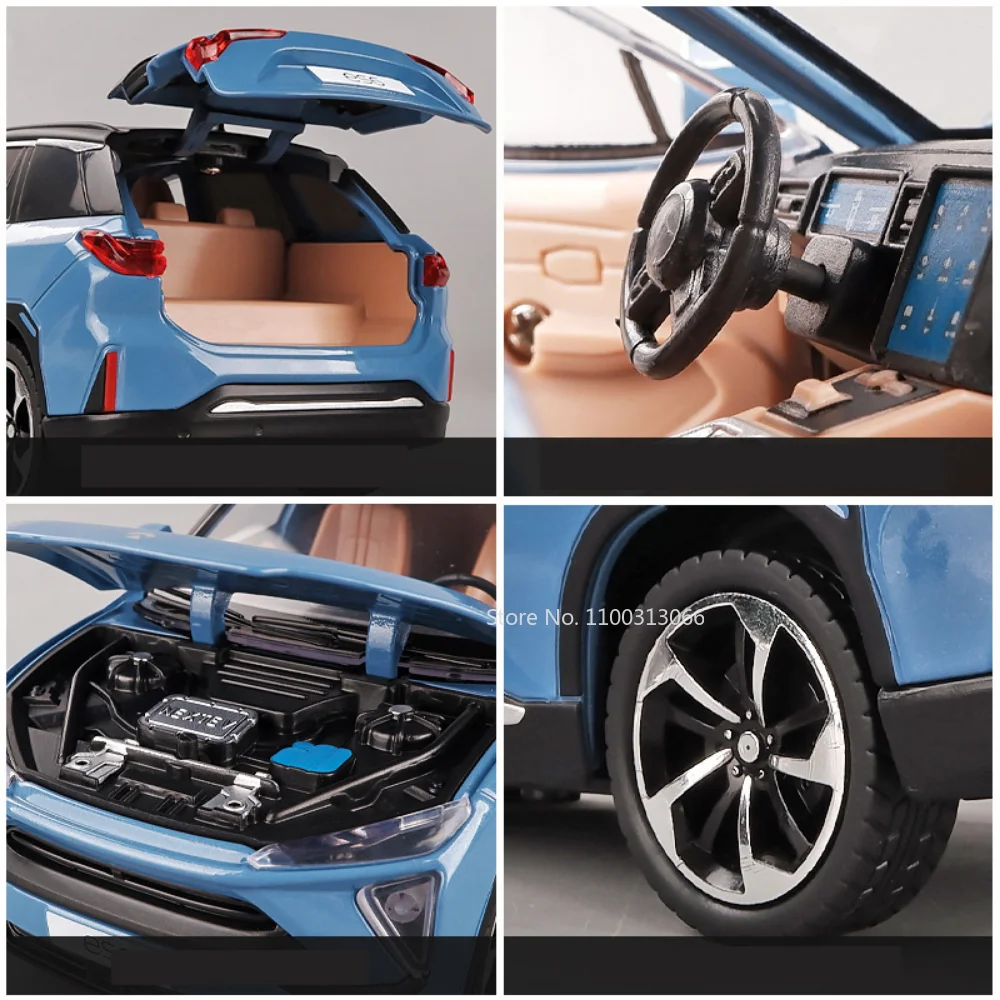 1:24 NIO ES6 SUV Alloy Car Model Diecast Metal Toys Vehicle Car Model High Simulation Collection With Sound Light Pull Back Car