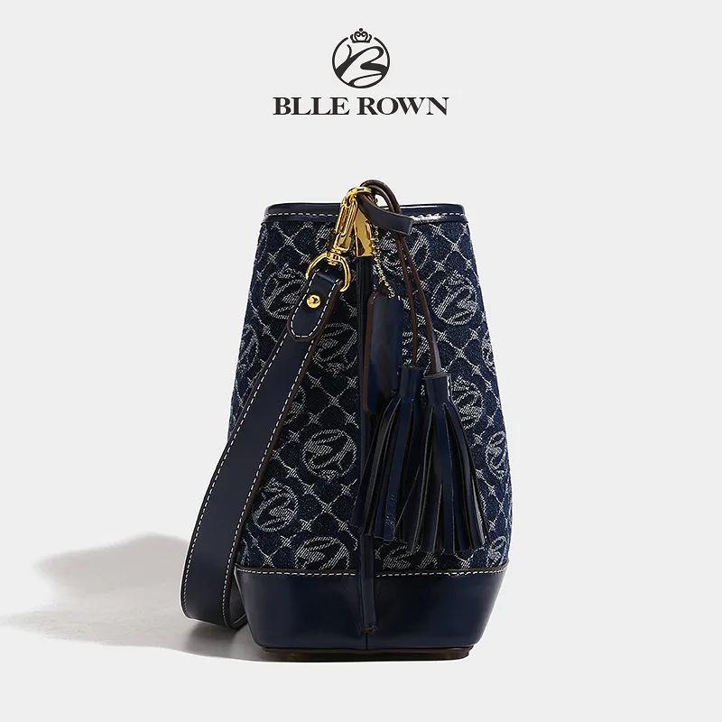 Klein Blue New Women Shoulder Bag Lady Leather Large Capacity Bucket Bag Female Luxury Crossbody Underarm Bag