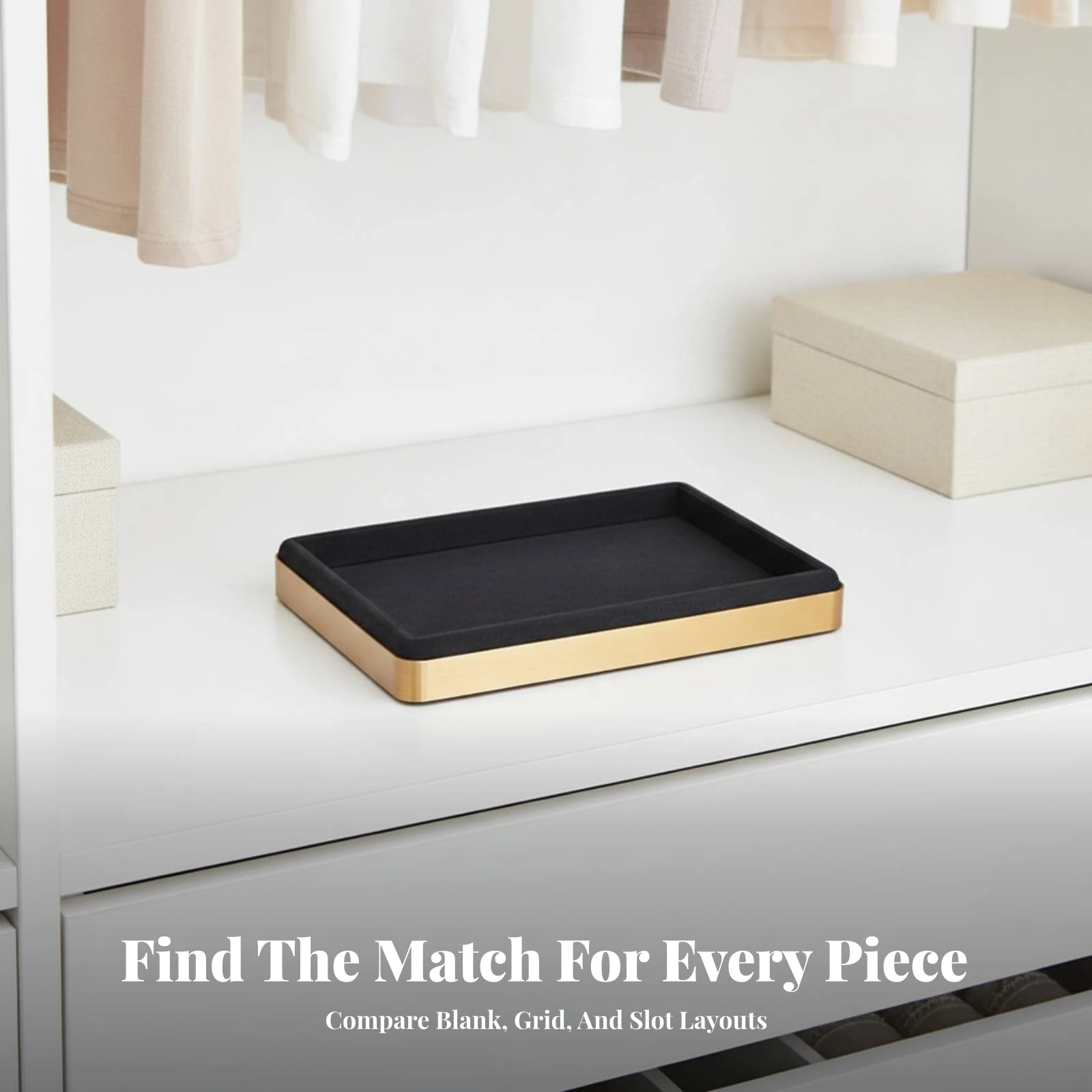 Jewelry Display Tray Open-Top Jewelry Tray with Padded Surface Rectangular Slim for Retailers, Showcase, Countertop