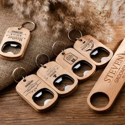 Custom Name Beers Bottle Opener Wooden Keychain for Wedding Laser Engrave Car Logo Key Chain Vintage Personalize Wood Keyring