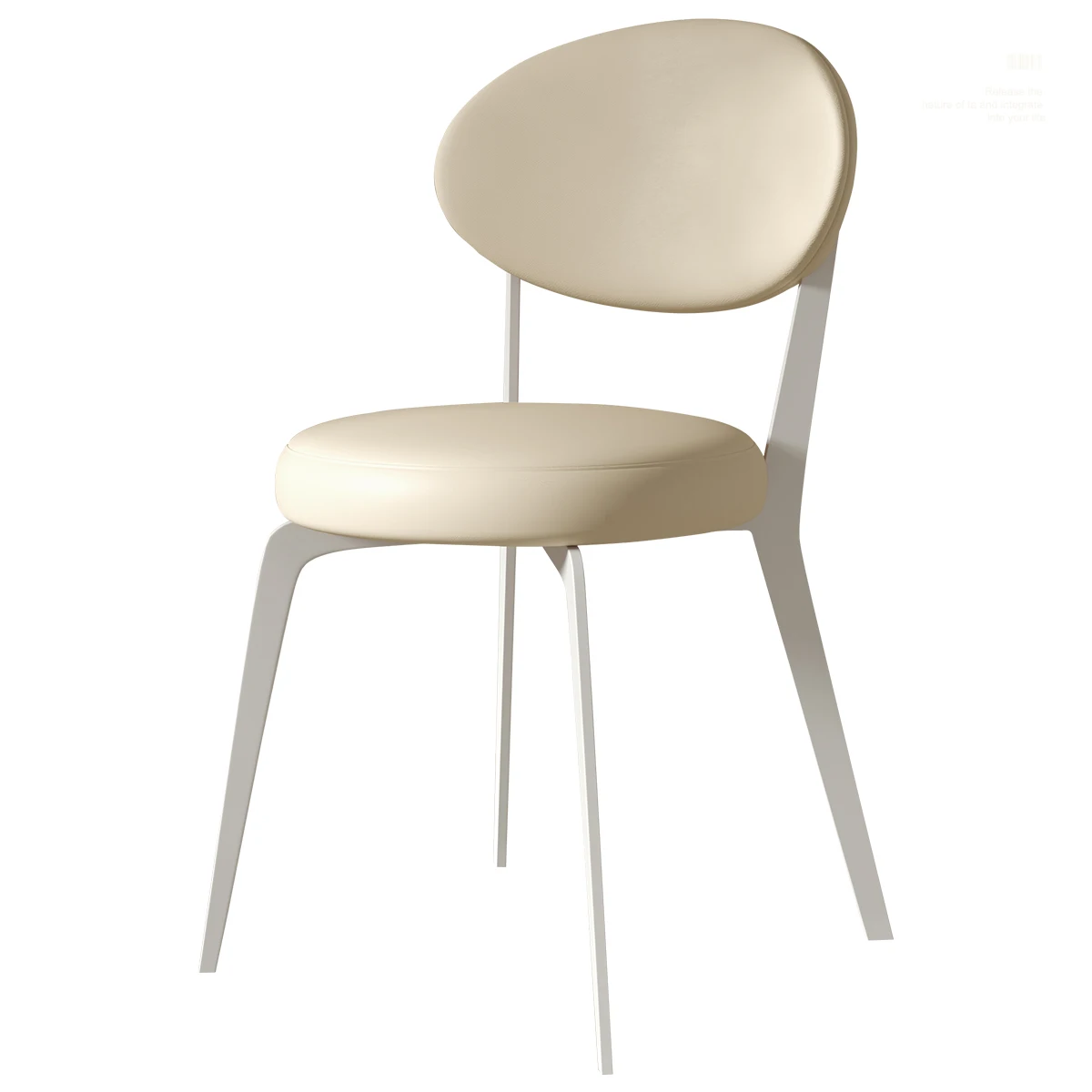

French White Cream Leather Dining Chair Living Room Home Modern Simple Chair Backrest Makeup Stool