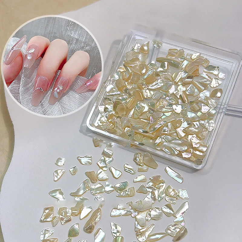 Cream Abalone Shell Slices Nail Accessories Irregular Ultra Thin Ripple Sea Shells Crushed Stone Slices Nail Decoration