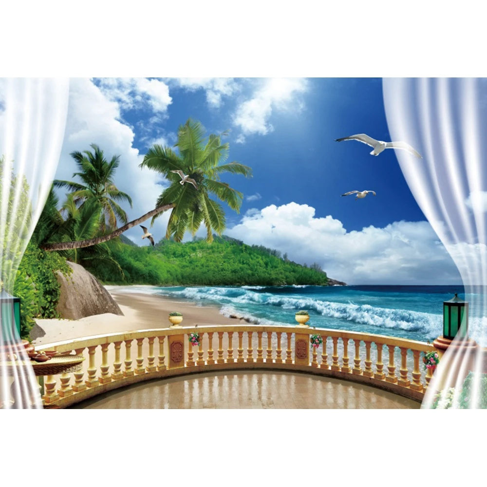Yeele ฤดูใบไม้ผลิทิวทัศน์หน้าต่างการถ่ายภาพฉากหลังฤดูร้อนชายหาดชายทะเลป่าพื้นหลังถ่ายภาพ Room ตกแต่งภาพสตูดิโอ