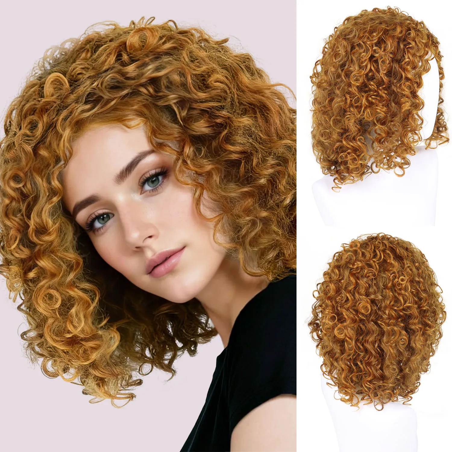 

Синтетические пушистые короткие светлые парики для женщин, модные афро вьющиеся парики длиной до плеч, милый стиль для девочек, повседневная вечеринка, Drag Queen