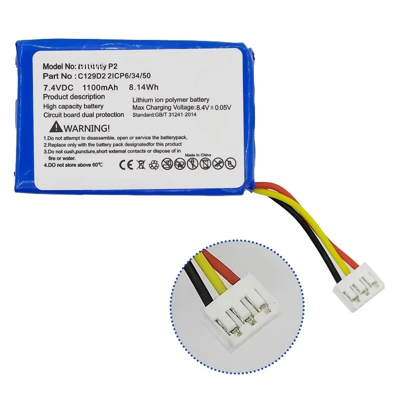 

P2 Bluetooth Speaker Powerful 7.4v 1100mAh 8.14wh Batera C129D2 Lithium Baterie P2 Battery