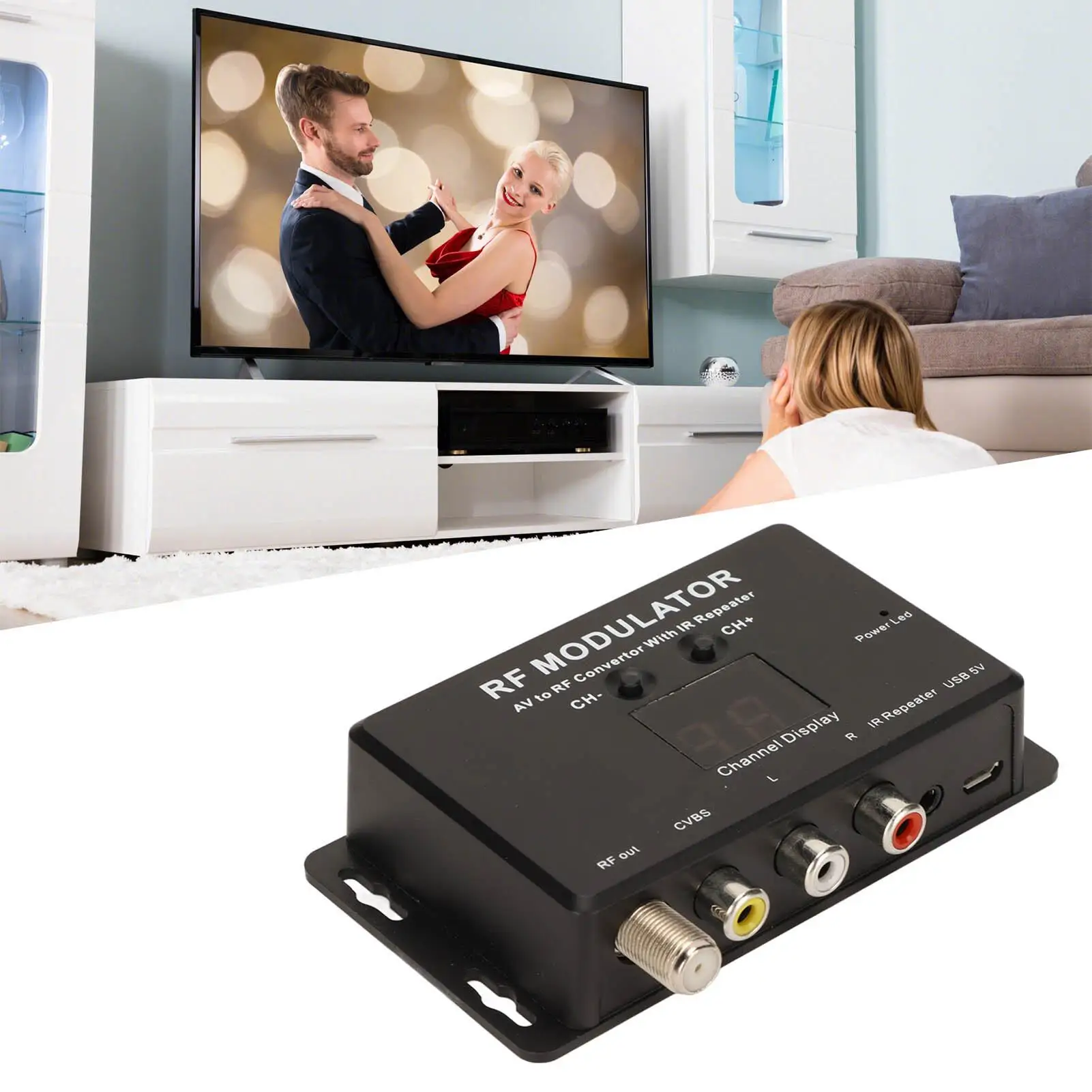 RF-Modulator AV-zu-RF-Konverter mit IR-Repeater für Set-Top-Box, DVR, DVD – professionelle Qualität