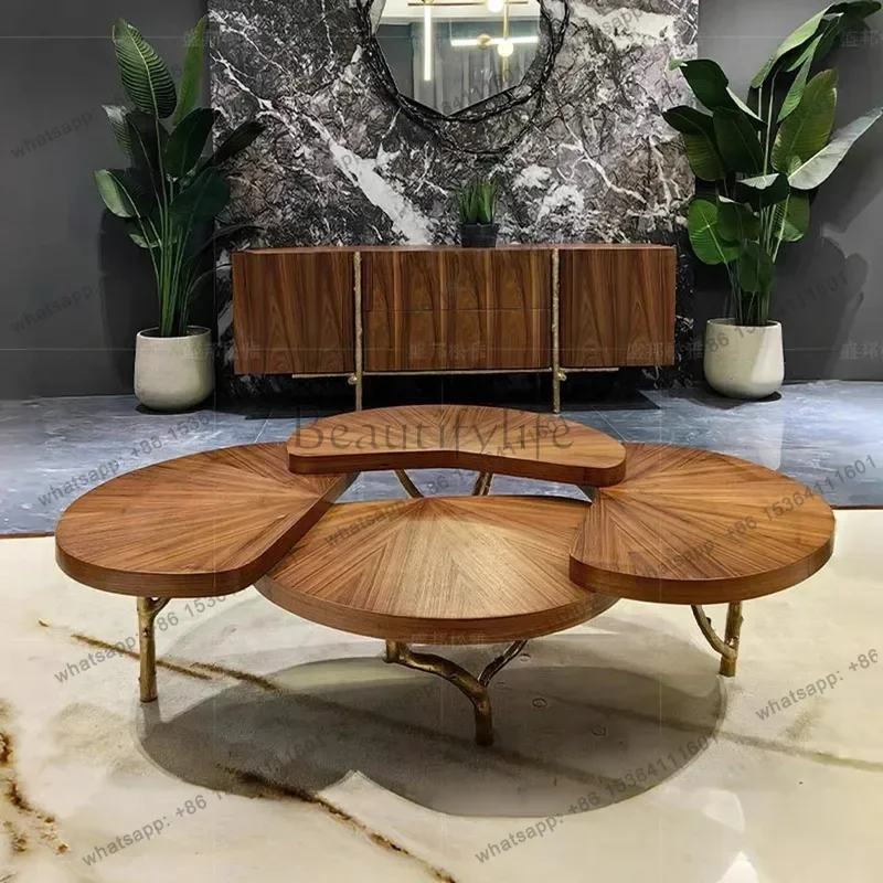 Living Room Home Villa Modern Light Luxury High Sense Creative Water Lily Design Art Tea Table