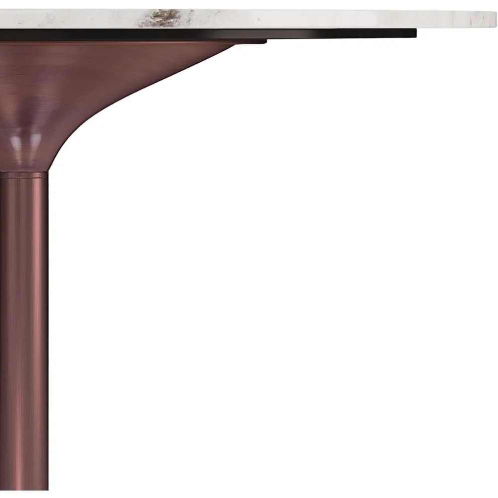 Osborne 36 Inch Round Contemporary Dining Table in White / Copper, For the Dining Room