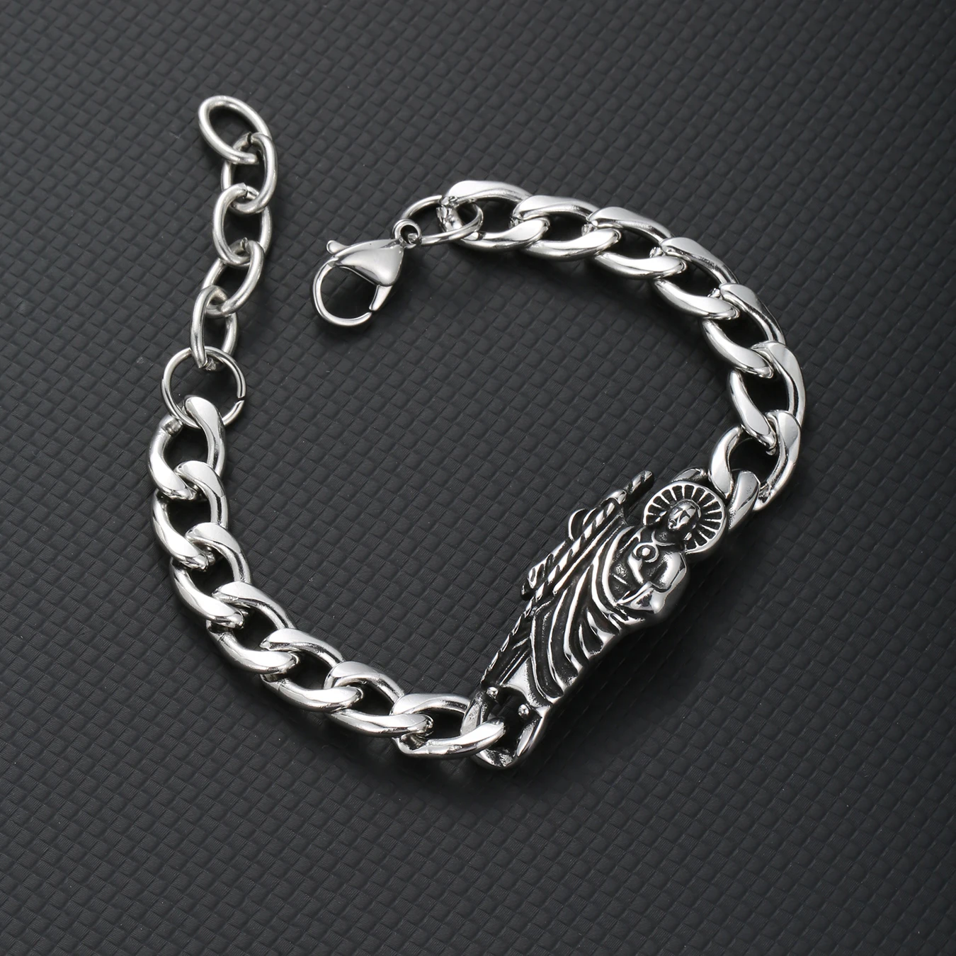 1 قطعة INGX خمر سانت سانت بنديكت أساور للرجال سلاسل الفولاذ المقاوم للصدأ سان بينيتو سوار رجل الحماية الروحية