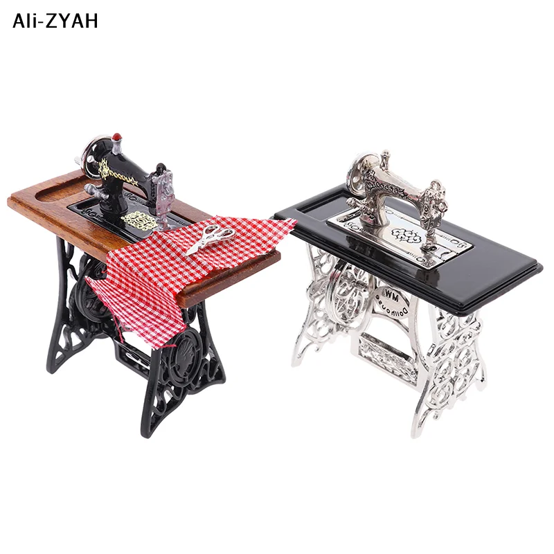 【Z】HMA761:12 Dollhouse Mini Furniture Sewing Machine with Scissors for Doll House Decor