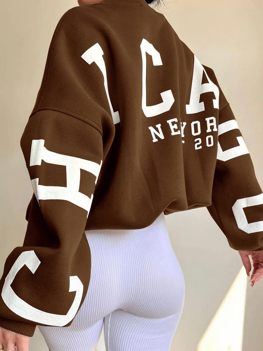 Y2k Retro Hoodie Women Harajuku Letter Long Sleeve Oversized Sweatshirt Hip Hop Loose Pocket Hooded Jacket Coats Streetwear