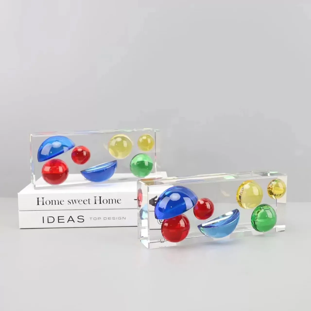 Glass Craft Transparent Geometric Color Sphere Half Round Crystal Ball Colored Crystal Ornament Home Decoration Accessories