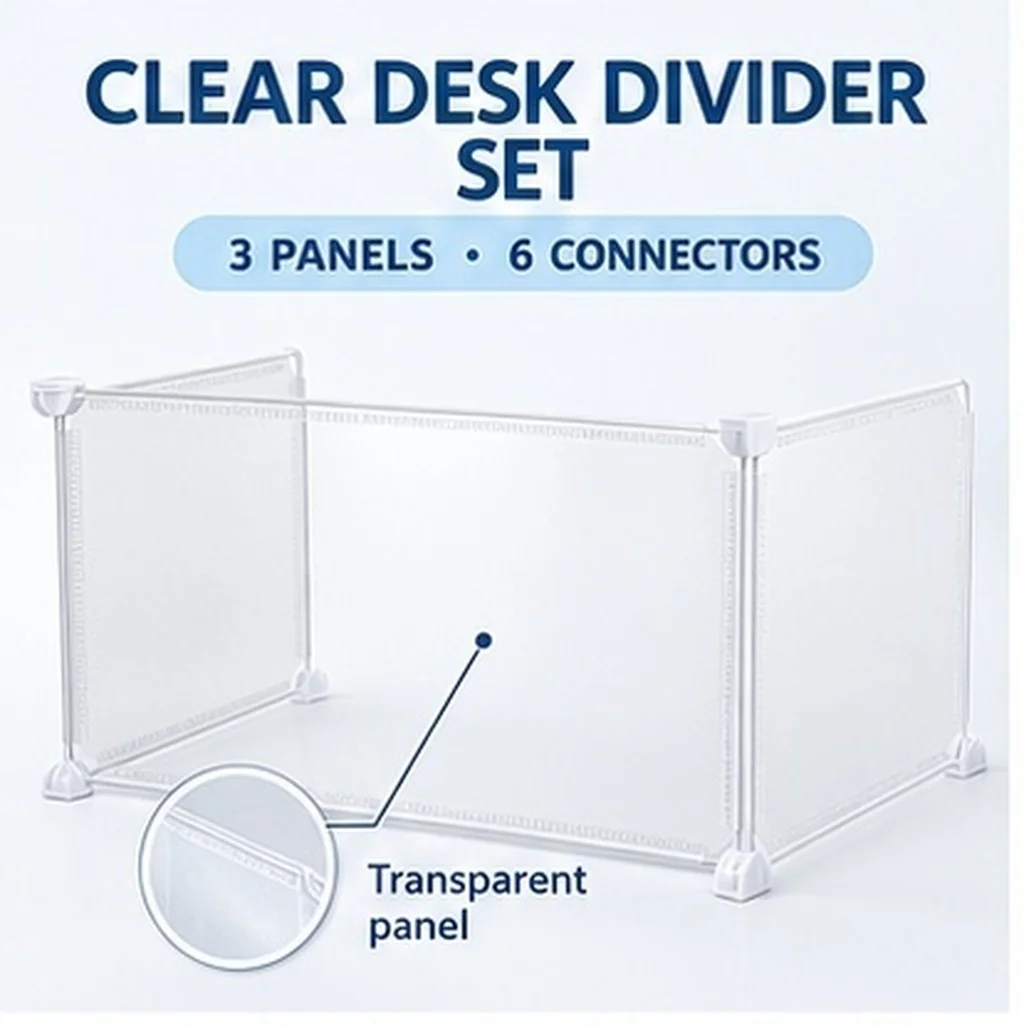3Pcs Transparent Protective Sneeze Guard Partition Desktop Dividing Board Easy Sterilize for School Office Reception Counter