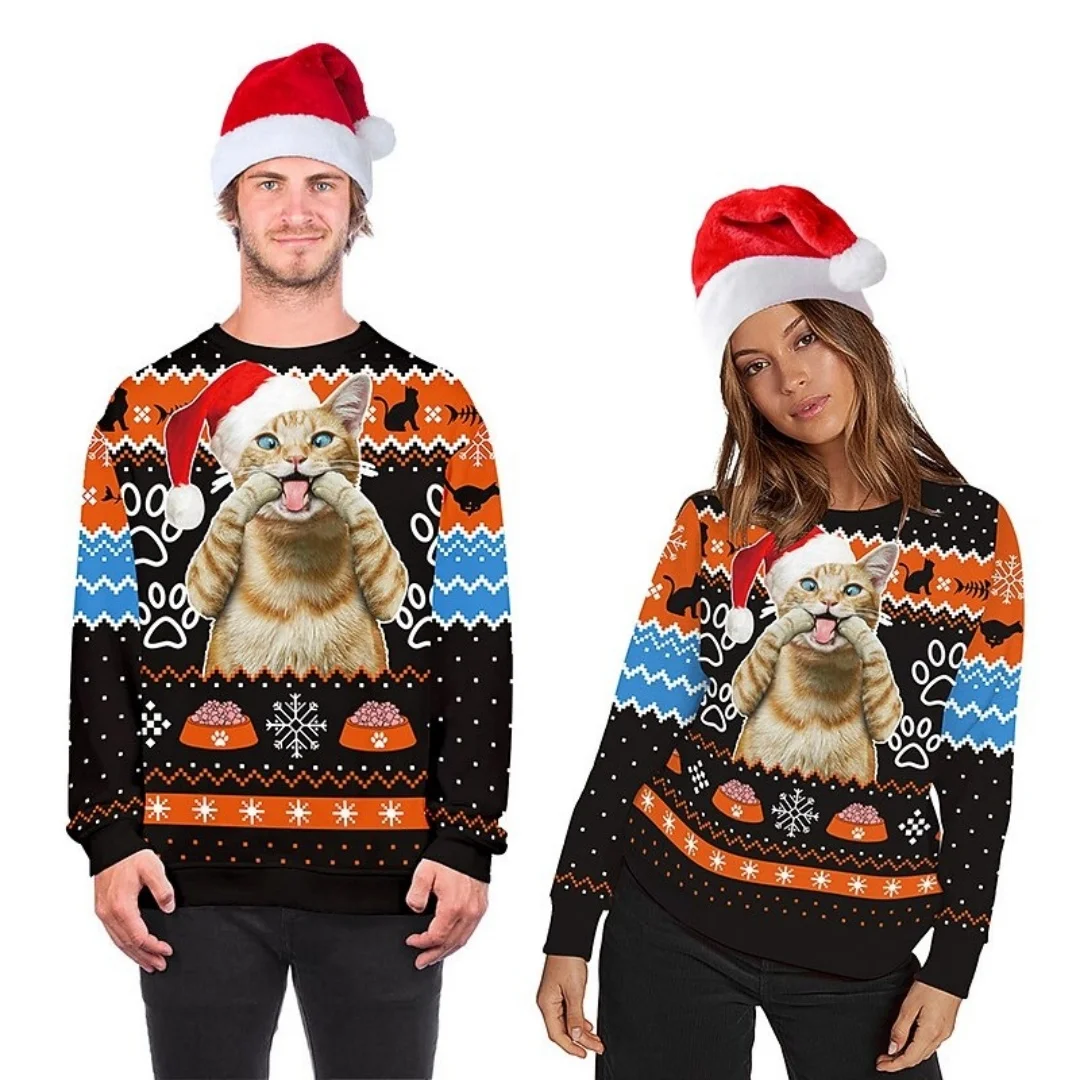 

Funny Graphic Ugly Christmas Sweatshirt for Men Fashion Autumn Long Sleeve 3D Print Xmas Sweatshirt Casual Oversized Pullover