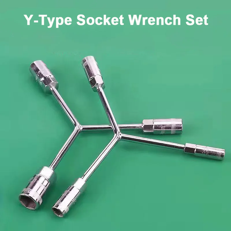 1Pcs Y-Shape Triple Socket Wrench Kit Short and Long Handle for Bike/Car Engine Maintenance Tool 6-7-8mm to 14-17-19mm