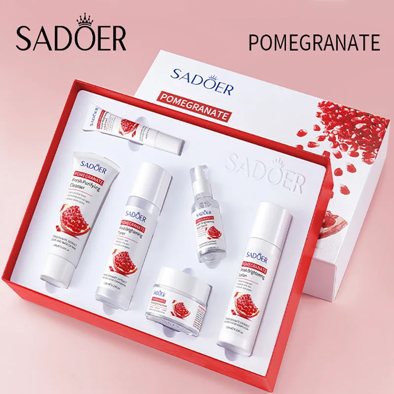 6PCS Pomegranate Vitality Bright Skin Set Fresh And Easy To Absorb, Deep Care, Repair Skin, Improve Dryness